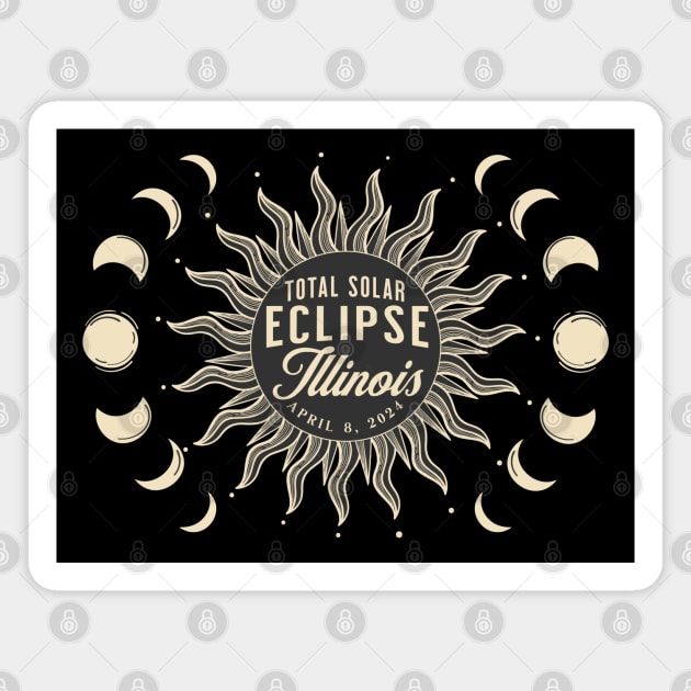 Total Solar Eclipse Illinois USA April 2024 Magnet by TGKelly